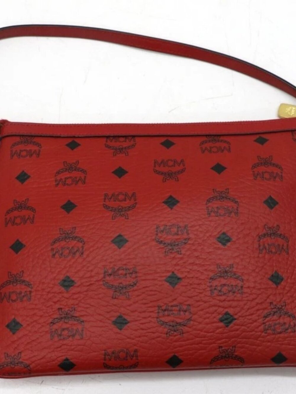 MCM Visetos Liz Shopper Tote Pouch - Red